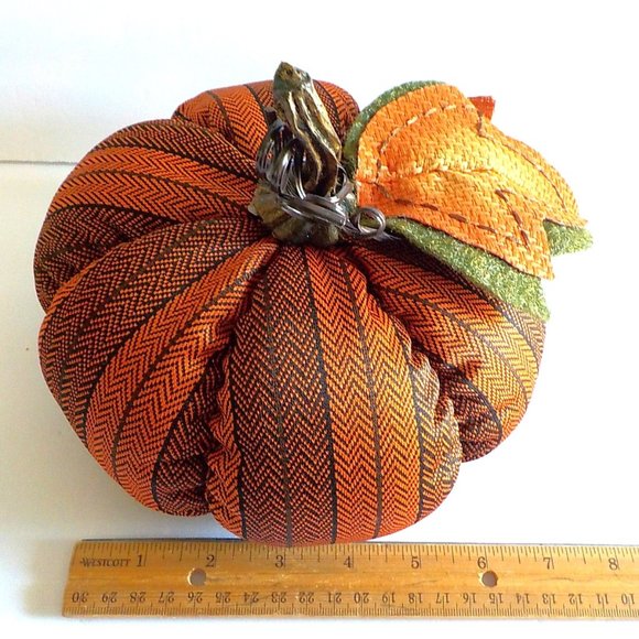 Fall Autumn Home Decor Fabric & Felt Pumpkins Set in (3) Different Sizes - Picture 5 of 6